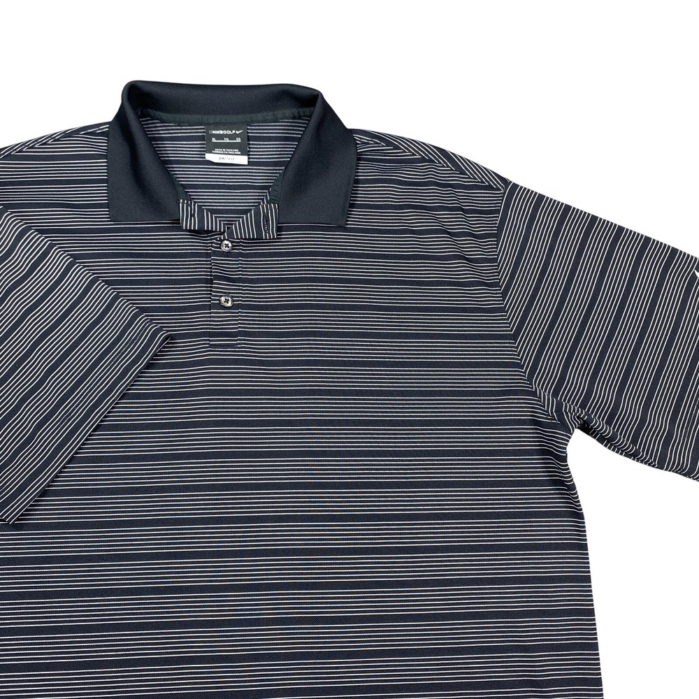 Nike Golf Polo Shirt Mens XL Black Striped Dri-FIT Short Sleeve Standard Fit